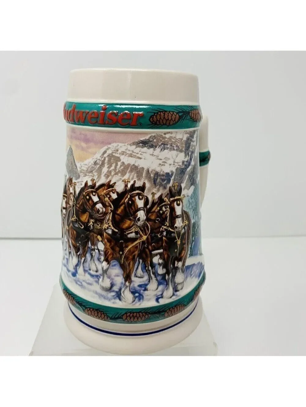 Anheuser Busch BUDWEISER BEER STEIN 3D 1993 Special Delivery Clydesdale Holiday